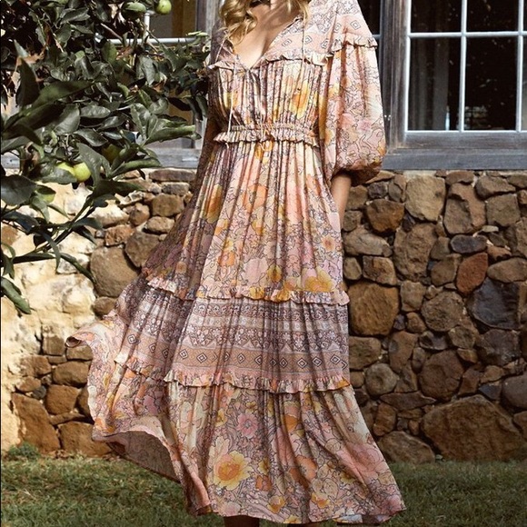 Amethyst Maxi Gown DRESS Floral Boho Blush NEW - Picture 4 of 8